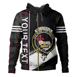 ScotsTee Shop Scottish MacDonald (Donald) Modern Clan Crest Tartan Hoodie Quarter Personalized