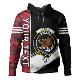ScotsTee Shop Scottish Leslie Weathered Clan Crest Tartan Hoodie Quarter Personalized