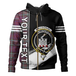 ScotsTee Shop Scottish MacDonald of Clanranald (Donald of Clanranald) Weathered Clan Crest Tartan Hoodie Quarter Personalized