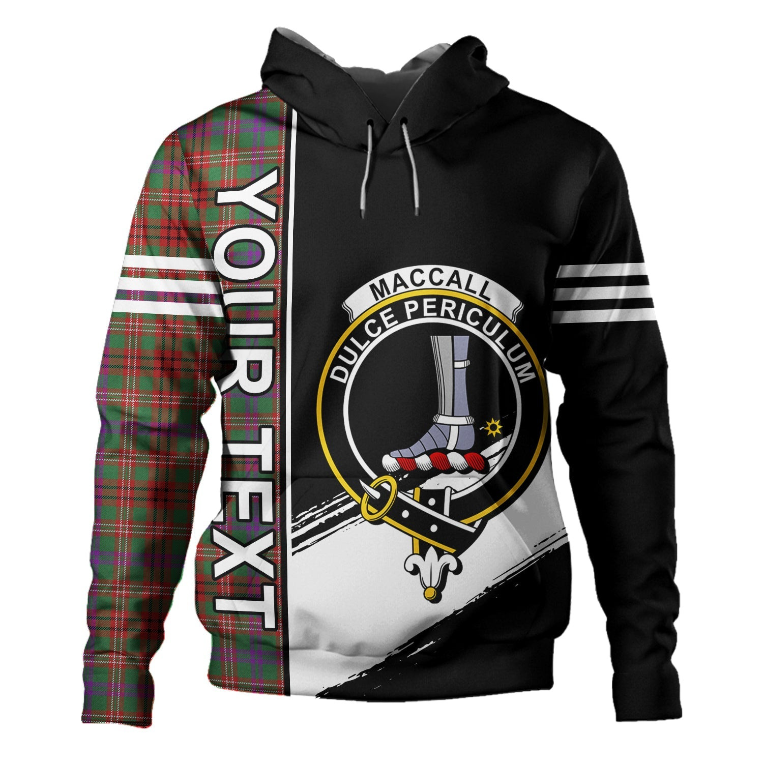 ScotsTee Shop Scottish MacCall (MacColl) Modern Clan Crest Tartan Hoodie Quarter Personalized