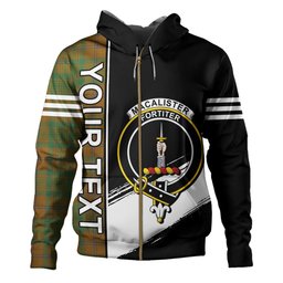 ScotsTee Shop Scottish MacAlister of Glenbarr Hunting (MacAlister of Glenbarr; Hunting) Modern Clan Crest Tartan Hoodie Quarter Personalized