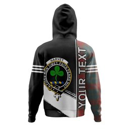 ScotsTee Shop Scottish Harvey Weathered Clan Crest Tartan Hoodie Quarter Personalized