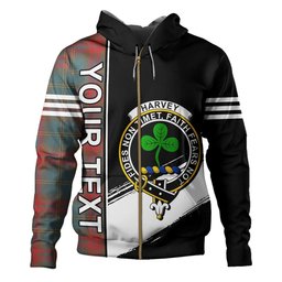 ScotsTee Shop Scottish Harvey Weathered Clan Crest Tartan Hoodie Quarter Personalized