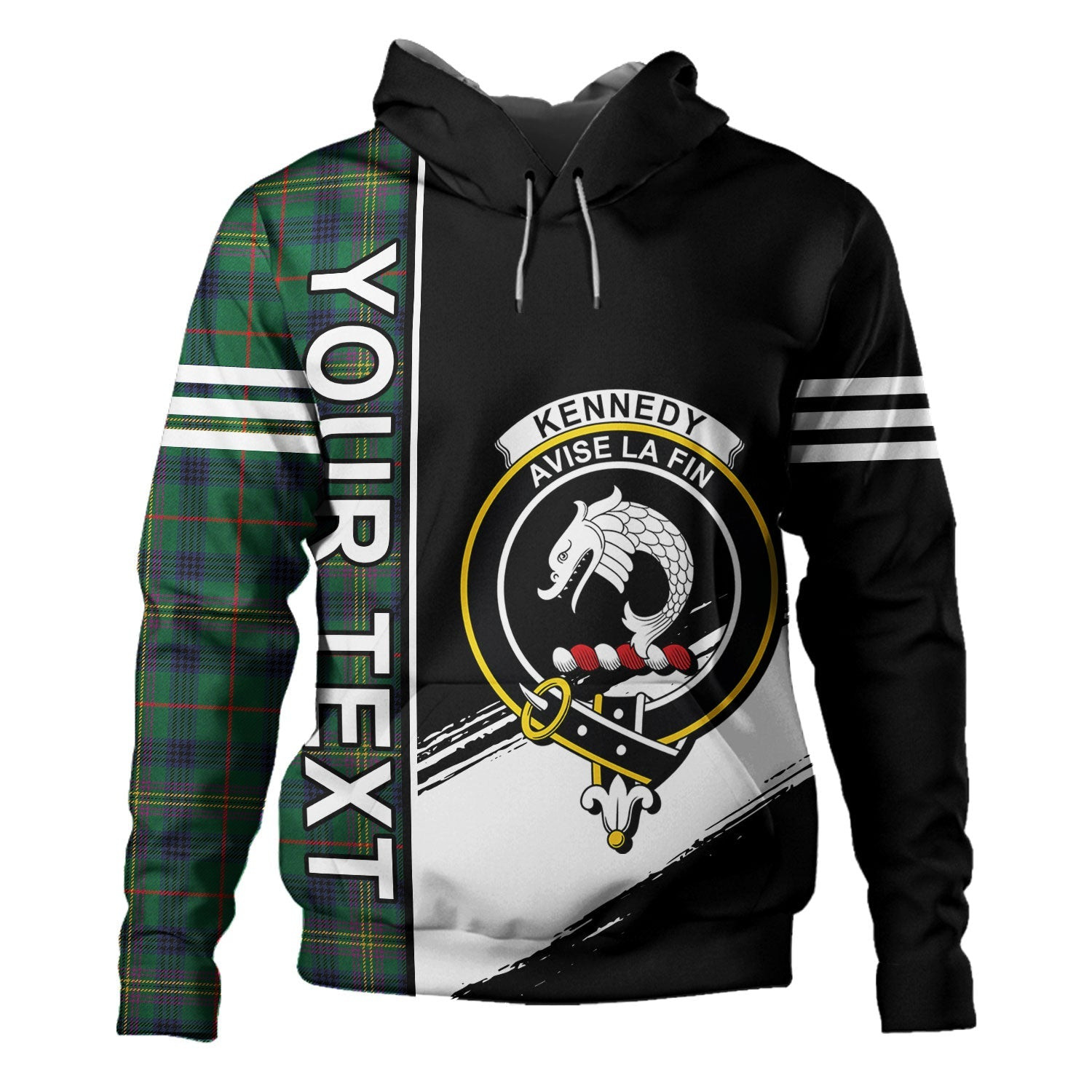 ScotsTee Shop Scottish Kennedy Modern Clan Crest Tartan Hoodie Quarter Personalized