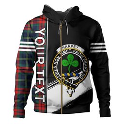 ScotsTee Shop Scottish Harvey Modern Clan Crest Tartan Hoodie Quarter Personalized