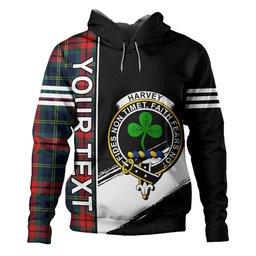 ScotsTee Shop Scottish Harvey Modern Clan Crest Tartan Hoodie Quarter Personalized