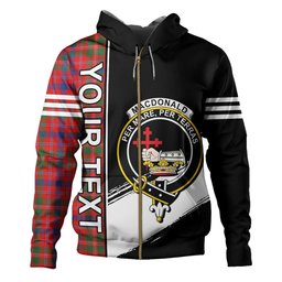ScotsTee Shop Scottish MacDonald of Glenaladale (Donald of Glenaladale) Modern Clan Crest Tartan Hoodie Quarter Personalized