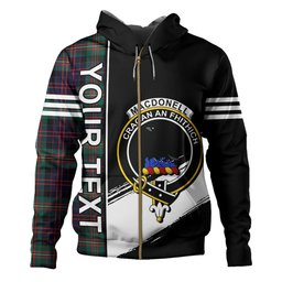 ScotsTee Shop Scottish MacDonell of Glengarry Modern Clan Crest Tartan Hoodie Quarter Personalized