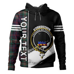 ScotsTee Shop Scottish MacDonell of Glengarry Modern Clan Crest Tartan Hoodie Quarter Personalized