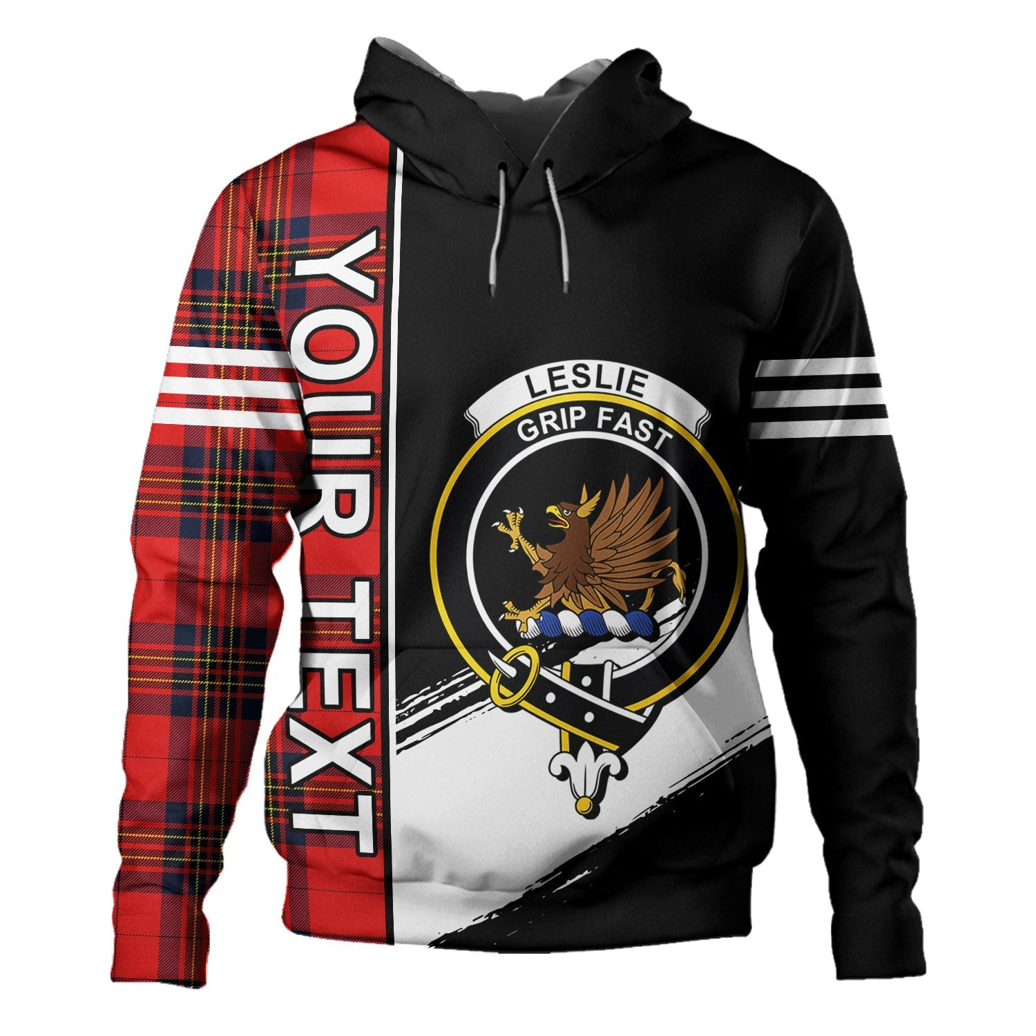 ScotsTee Shop Scottish Leslie Modern Clan Crest Tartan Hoodie Quarter Personalized