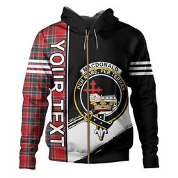 ScotsTee Shop Scottish MacDonald of Lochmaddy (Donald of Loch Mhaddy) Modern Clan Crest Tartan Hoodie Quarter Personalized