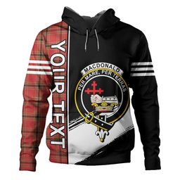 ScotsTee Shop Scottish MacDonald of Belfinlay Weathered Clan Crest Tartan Hoodie Quarter Personalized
