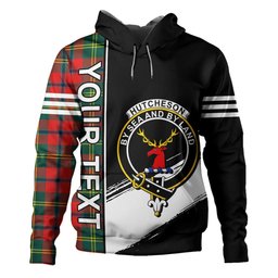 ScotsTee Shop Scottish Hutcheson Modern Clan Crest Tartan Hoodie Quarter Personalized