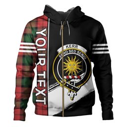 ScotsTee Shop Scottish Kerr Ancient Clan Crest Tartan Hoodie Quarter Personalized