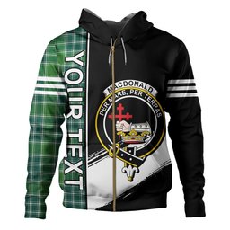 ScotsTee Shop Scottish MacDonald Lord of the Isles; Hunting Ancient Clan Crest Tartan Hoodie Quarter Personalized