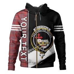 ScotsTee Shop Scottish MacDonald of Staffa (Donald of Staffa) Weathered Clan Crest Tartan Hoodie Quarter Personalized