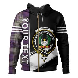 ScotsTee Shop Scottish Kinnaird Weathered Clan Crest Tartan Hoodie Quarter Personalized