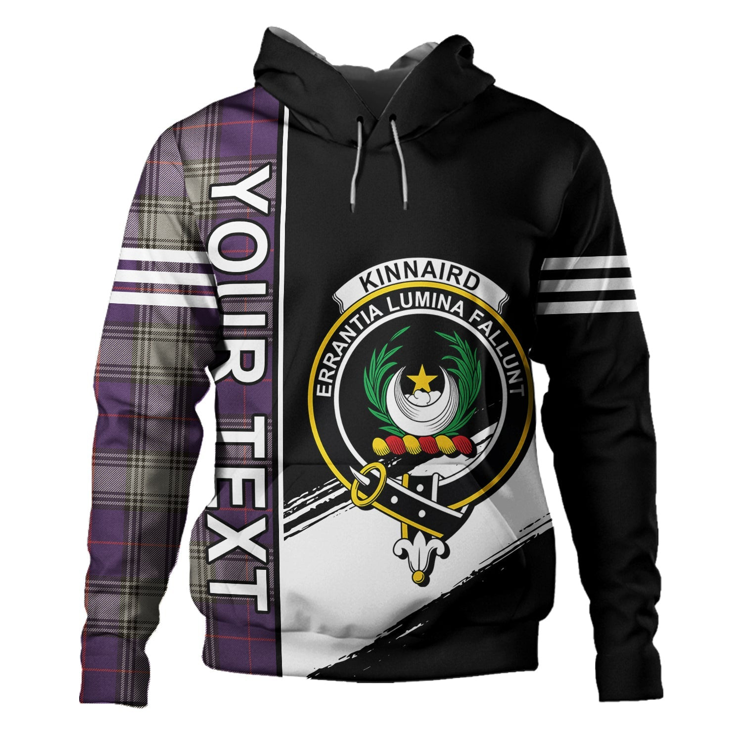 ScotsTee Shop Scottish Kinnaird Weathered Clan Crest Tartan Hoodie Quarter Personalized