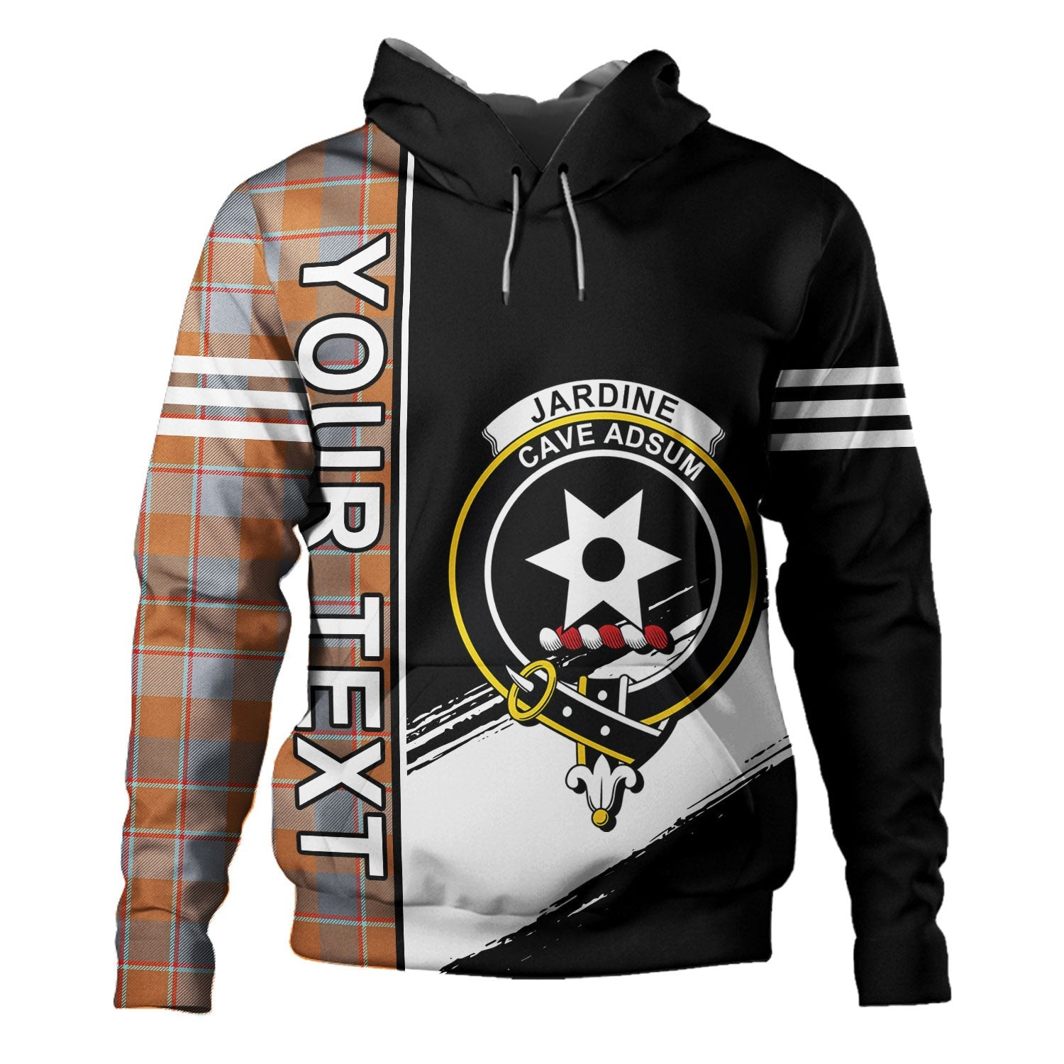 ScotsTee Shop Scottish Jardine of Castlemilk Ancient Clan Crest Tartan Hoodie Quarter Personalized
