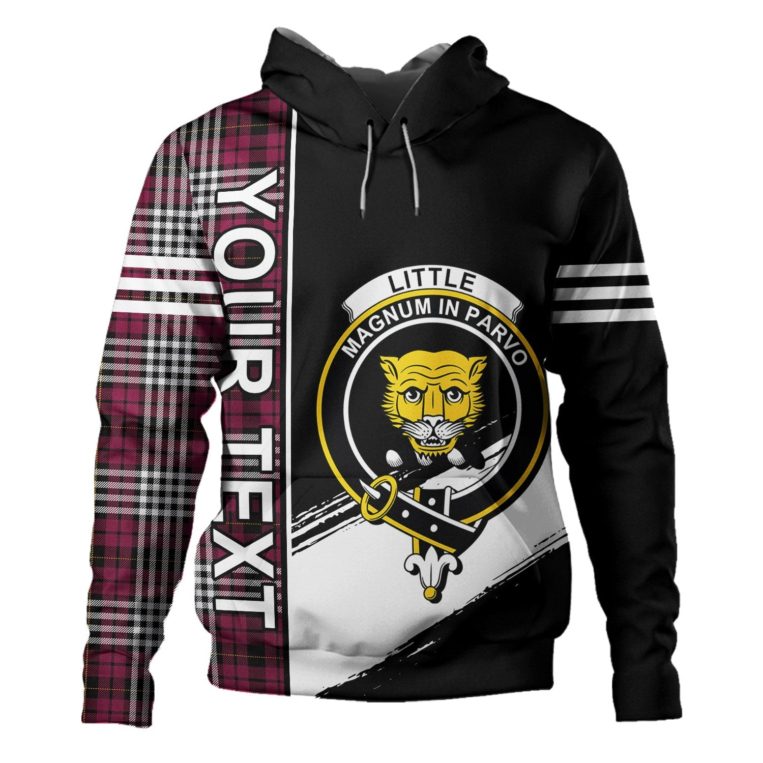 ScotsTee Shop Scottish Little of Morton Rigg Modern Clan Crest Tartan Hoodie Quarter Personalized