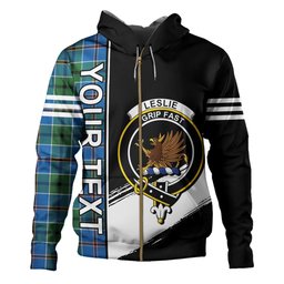 ScotsTee Shop Scottish Leslie of the Hebrides Ancient Clan Crest Tartan Hoodie Quarter Personalized