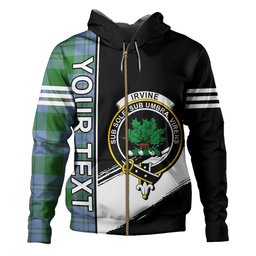 ScotsTee Shop Scottish Irvine of Bonshaw Ancient Clan Crest Tartan Hoodie Quarter Personalized