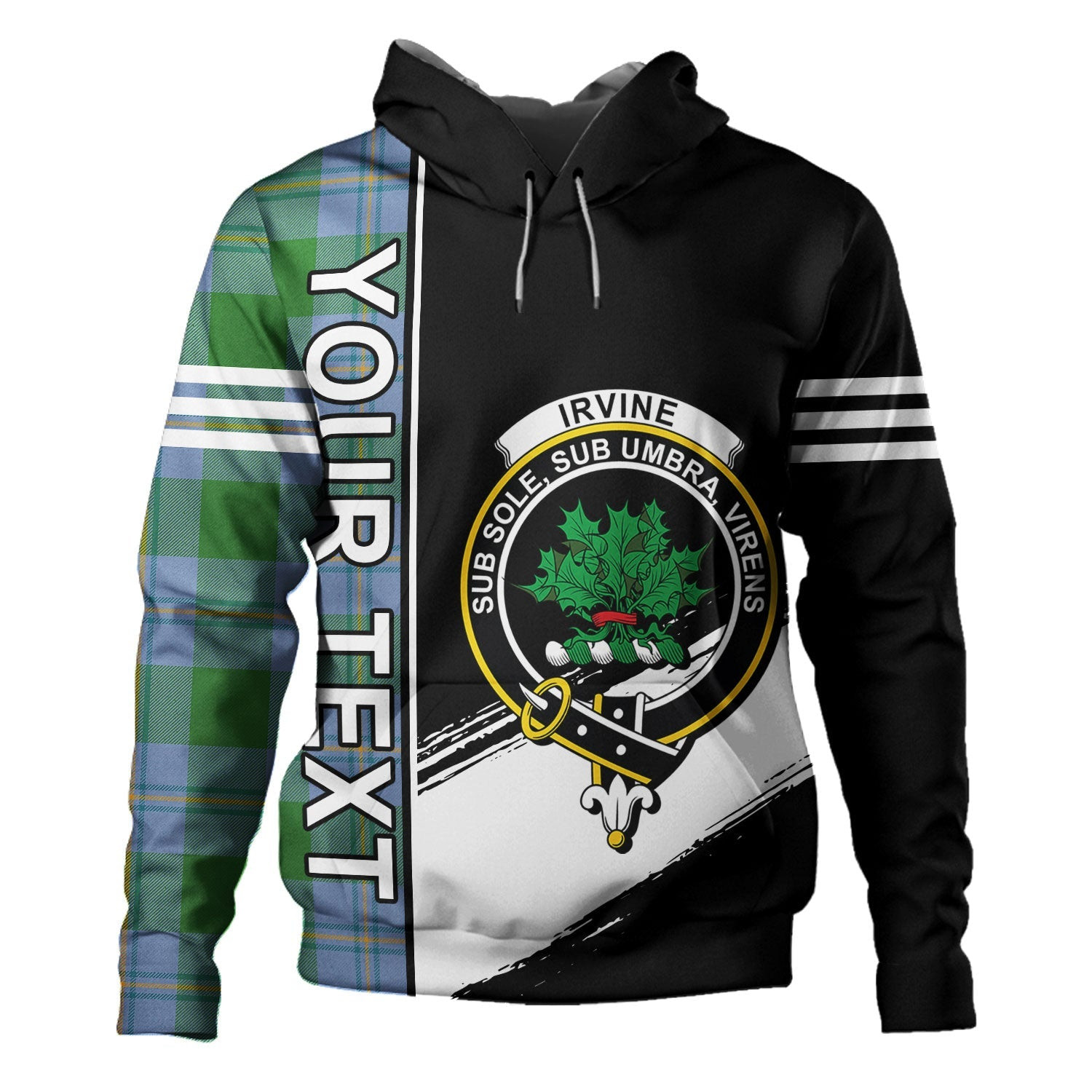 ScotsTee Shop Scottish Irvine of Bonshaw Ancient Clan Crest Tartan Hoodie Quarter Personalized