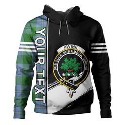ScotsTee Shop Scottish Irvine of Bonshaw Ancient Clan Crest Tartan Hoodie Quarter Personalized