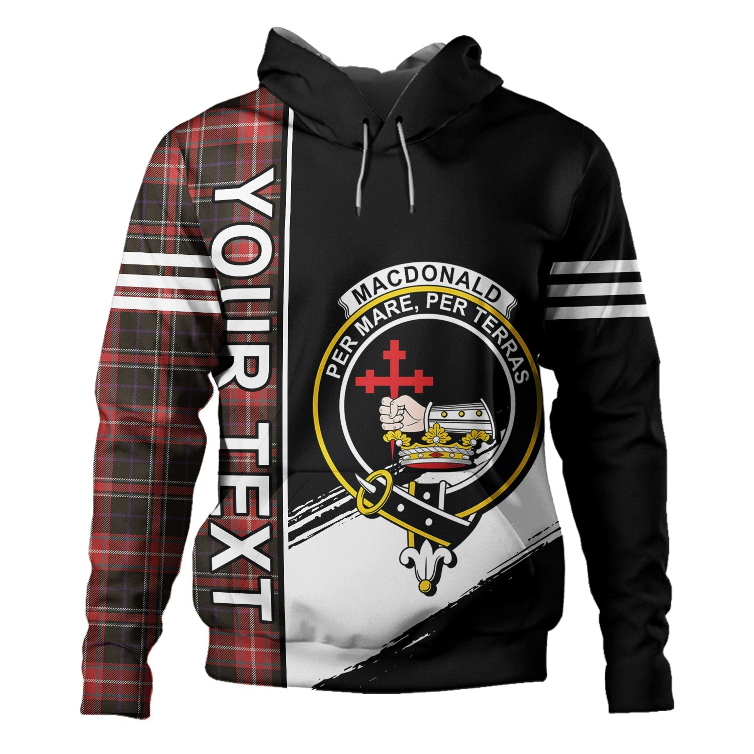 ScotsTee Shop Scottish MacDonald Sir John A (Donald Sir John A) Weathered Clan Crest Tartan Hoodie Quarter Personalized