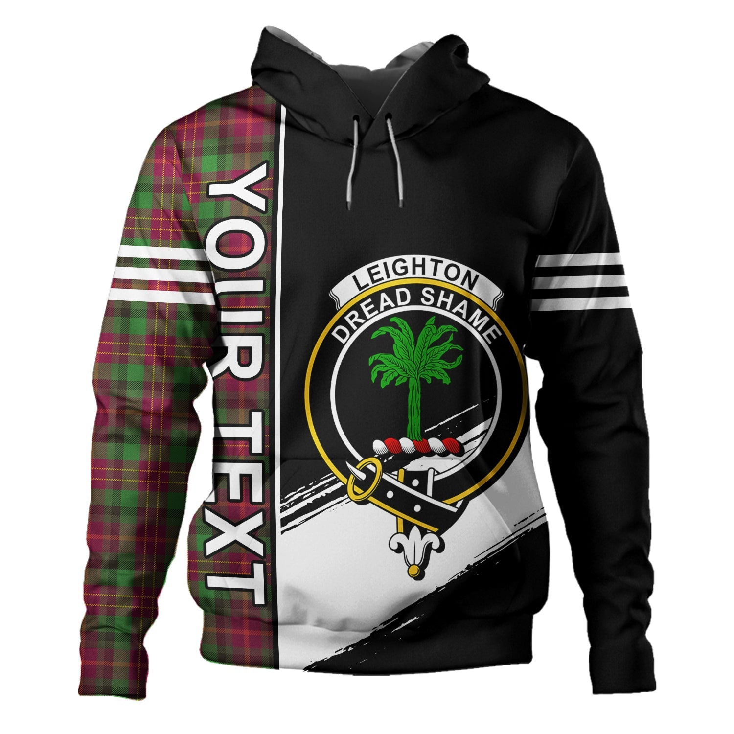 ScotsTee Shop Scottish Leighton Modern Clan Crest Tartan Hoodie Quarter Personalized