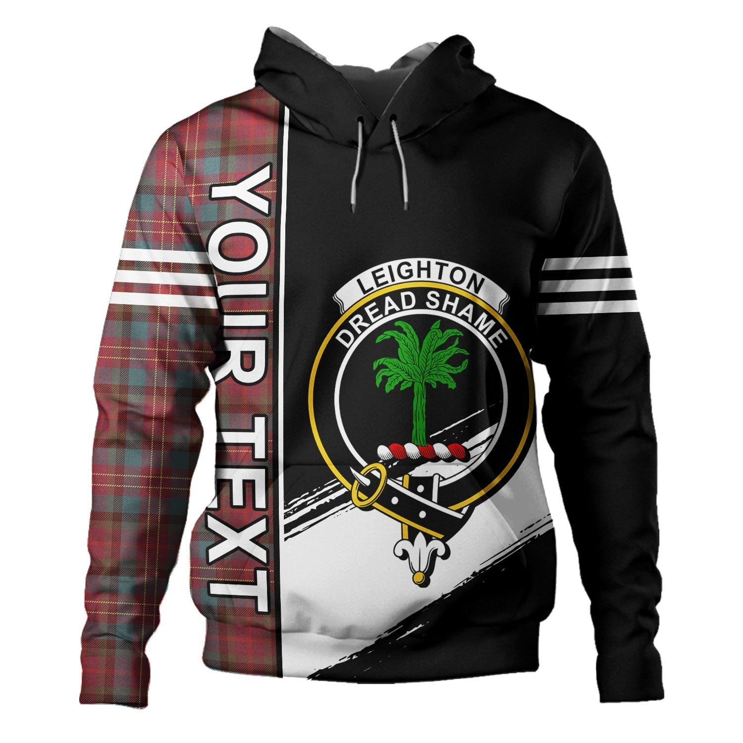 ScotsTee Shop Scottish Leighton Weathered Clan Crest Tartan Hoodie Quarter Personalized