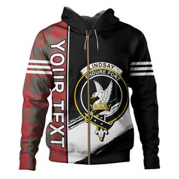 ScotsTee Shop Scottish Lindsay Weathered Clan Crest Tartan Hoodie Quarter Personalized