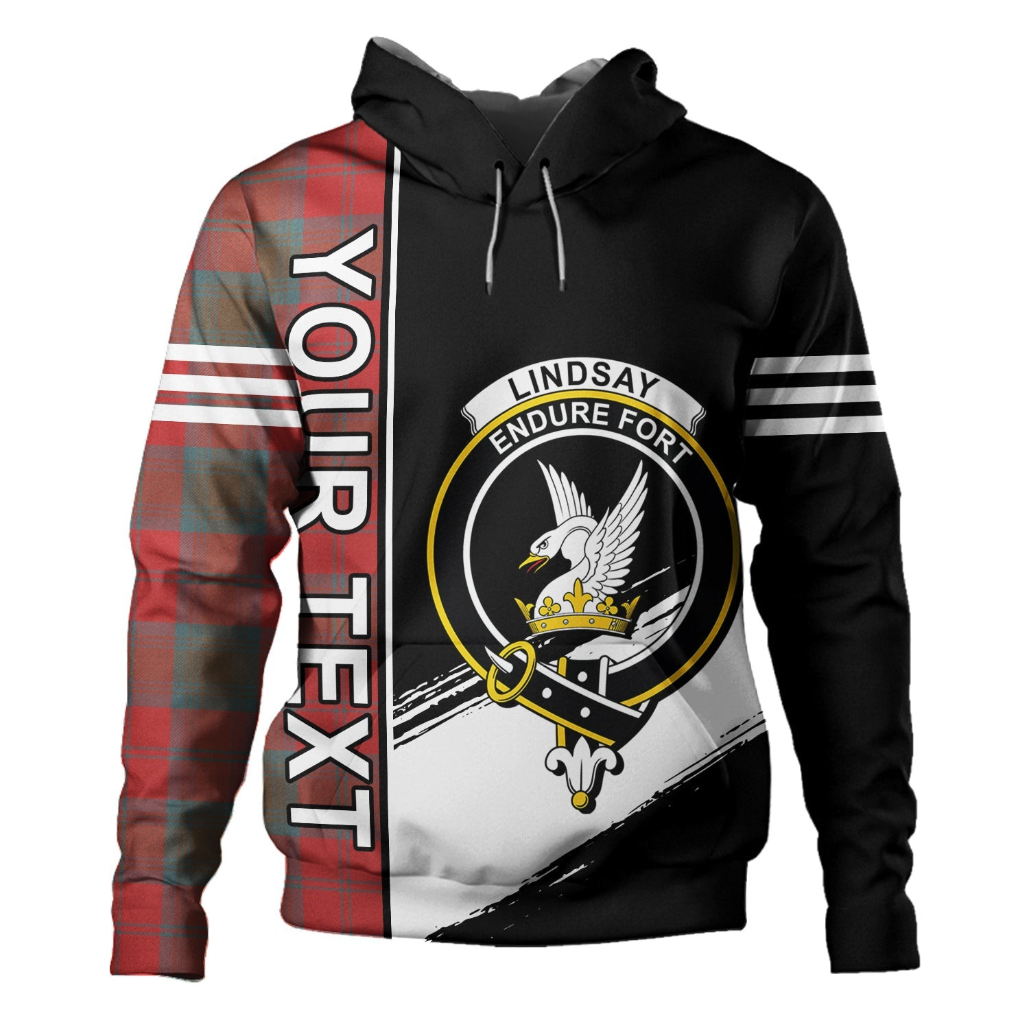 ScotsTee Shop Scottish Lindsay Weathered Clan Crest Tartan Hoodie Quarter Personalized