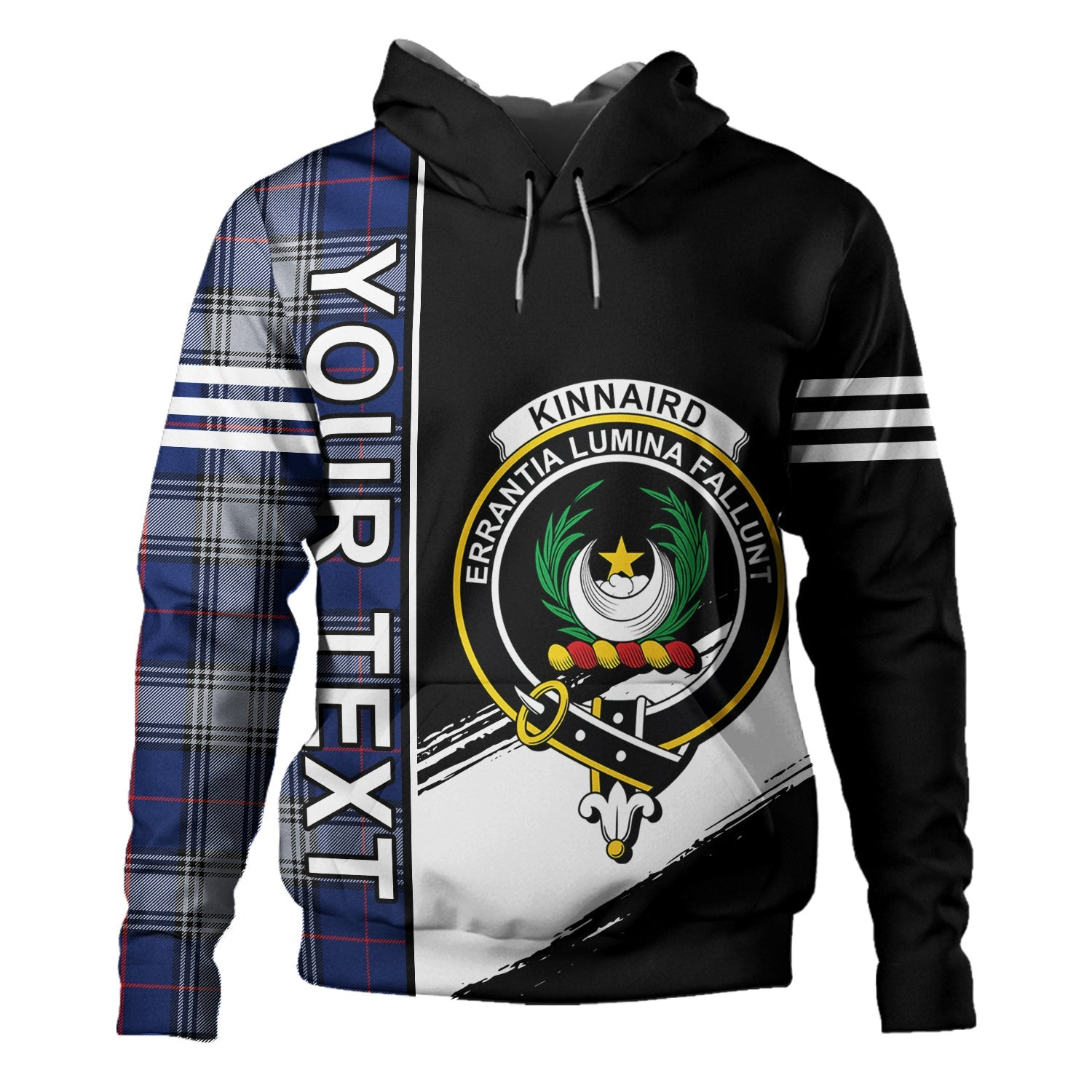 ScotsTee Shop Scottish Kinnaird Modern Clan Crest Tartan Hoodie Quarter Personalized