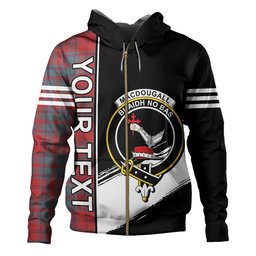 ScotsTee Shop Scottish MacDougall (Clans Originaux) Weathered Clan Crest Tartan Hoodie Quarter Personalized