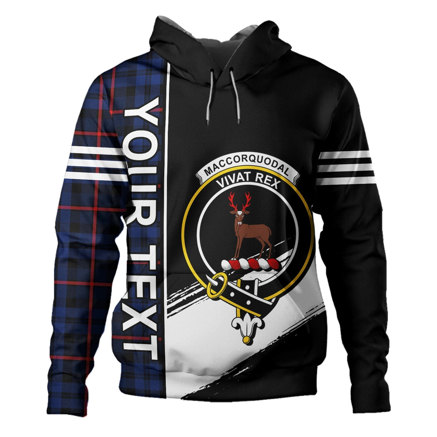 ScotsTee Shop Scottish MacCorquodale Modern Clan Crest Tartan Hoodie Quarter Personalized