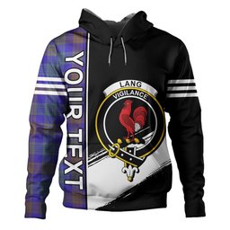 ScotsTee Shop Scottish Lang (Laing) Weathered Clan Crest Tartan Hoodie Quarter Personalized