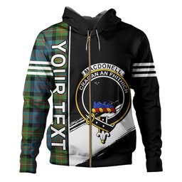 ScotsTee Shop Scottish MacDonell of Glengarry Ancient Clan Crest Tartan Hoodie Quarter Personalized