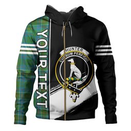 ScotsTee Shop Scottish Hunter of Hunterston (Galbraith of Hunterston) Ancient Clan Crest Tartan Hoodie Quarter Personalized