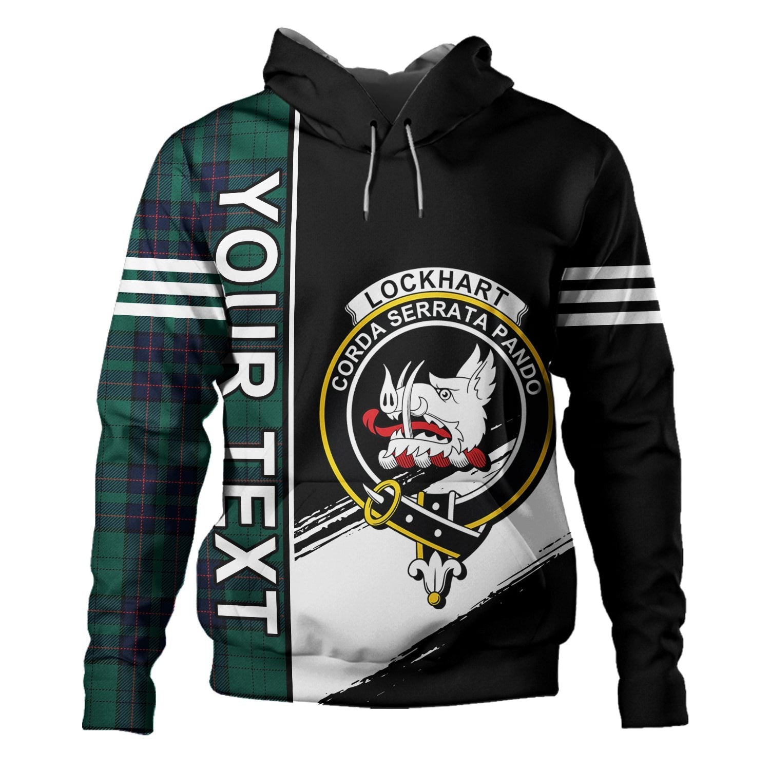 ScotsTee Shop Scottish Lockhart Modern Clan Crest Tartan Hoodie Quarter Personalized