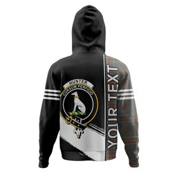 ScotsTee Shop Scottish Hunter of Hunterston (Michael of Hunterston) Weathered Clan Crest Tartan Hoodie Quarter Personalized
