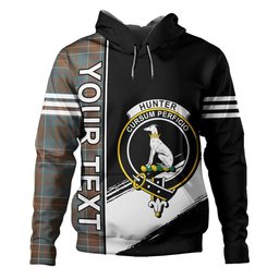 ScotsTee Shop Scottish Hunter of Hunterston (Michael of Hunterston) Weathered Clan Crest Tartan Hoodie Quarter Personalized