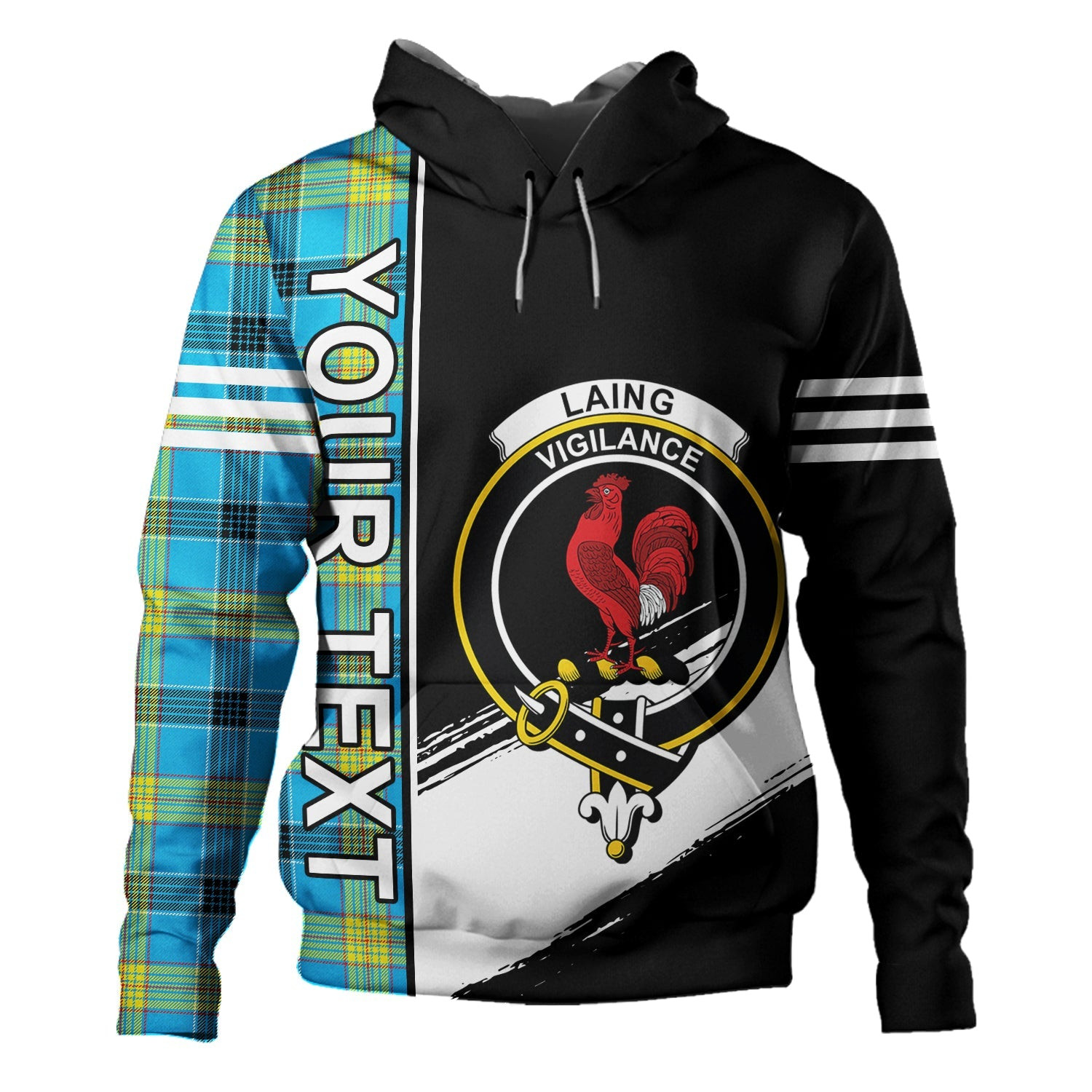 ScotsTee Shop Scottish Laing (Lang) Modern Clan Crest Tartan Hoodie Quarter Personalized