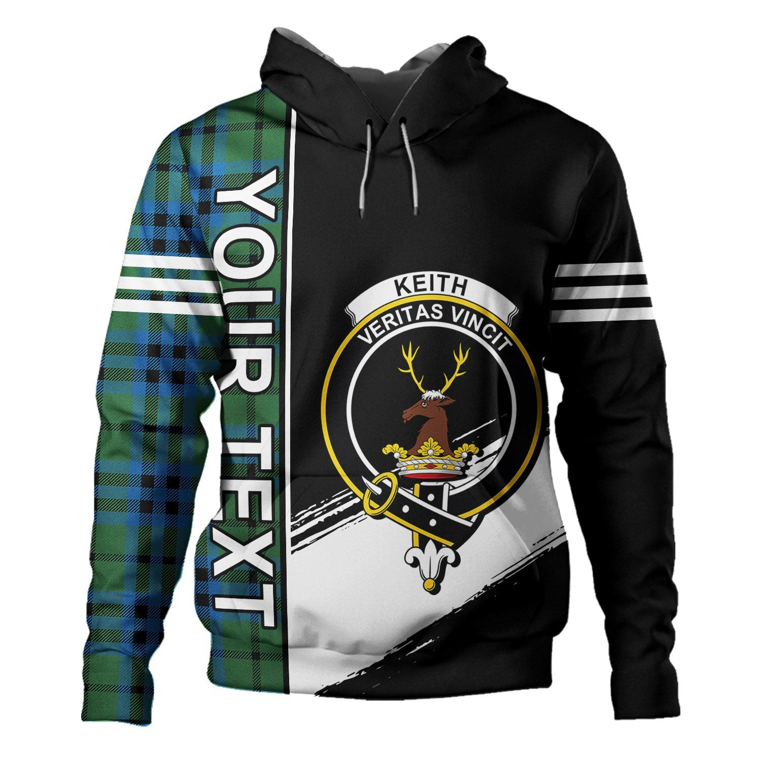 ScotsTee Shop Scottish Keith (Marshall) Ancient Clan Crest Tartan Hoodie Quarter Personalized