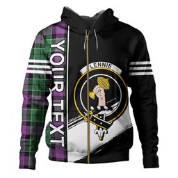 ScotsTee Shop Scottish Lennie Ancient Clan Crest Tartan Hoodie Quarter Personalized