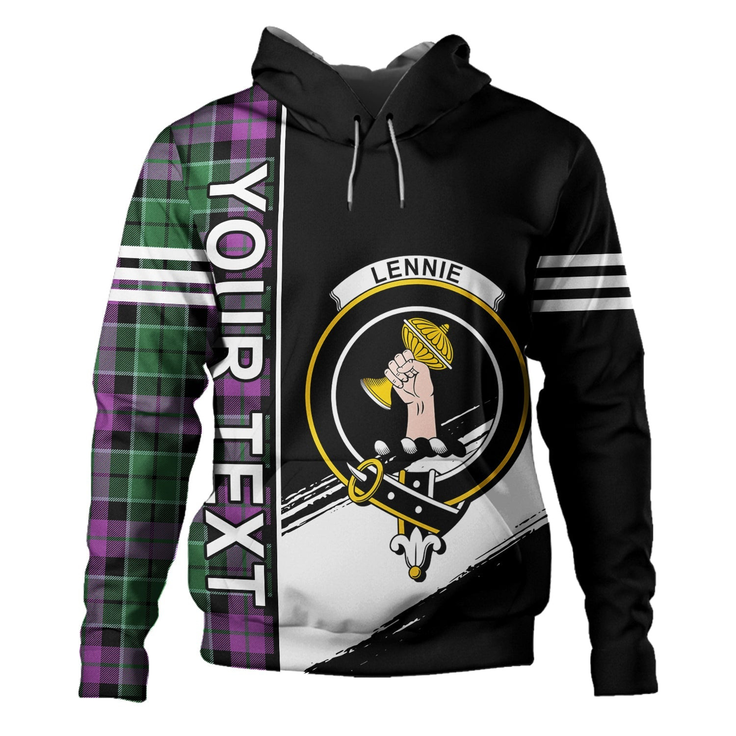 ScotsTee Shop Scottish Lennie Ancient Clan Crest Tartan Hoodie Quarter Personalized