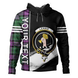 ScotsTee Shop Scottish Lennie Ancient Clan Crest Tartan Hoodie Quarter Personalized