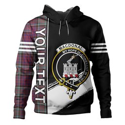 ScotsTee Shop Scottish MacDonald of Clanranald Weathered Clan Crest Tartan Hoodie Quarter Personalized