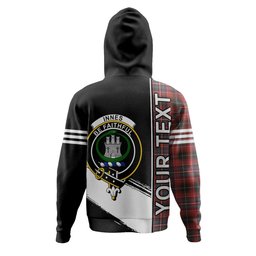ScotsTee Shop Scottish Innes Red Weathered Clan Crest Tartan Hoodie Quarter Personalized