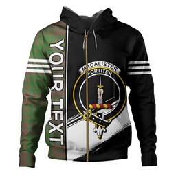 ScotsTee Shop Scottish MacAlister of Glenbarr Hunting (MacAlister of Glenbarr; Hunting) Ancient Clan Crest Tartan Hoodie Quarter Personalized
